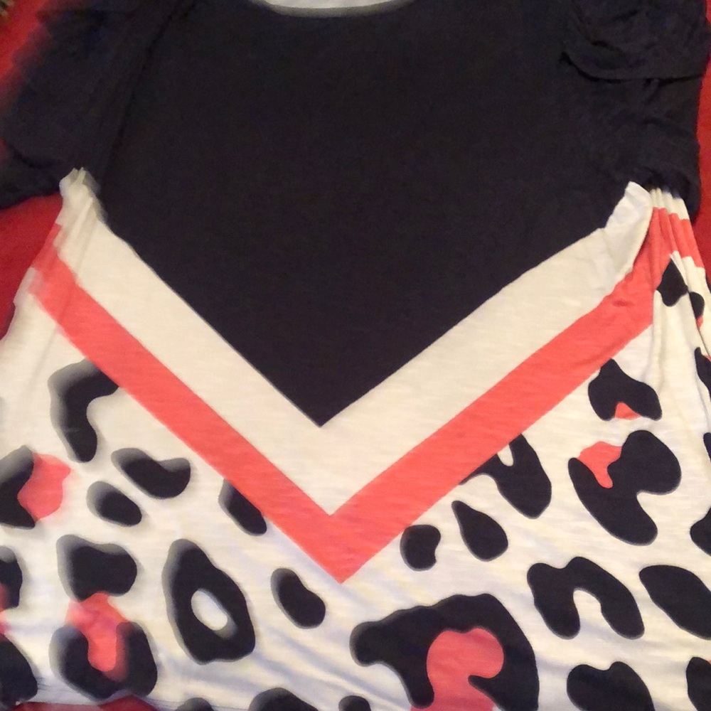 LuLaRoe Blue and White Short Sleeve Tee